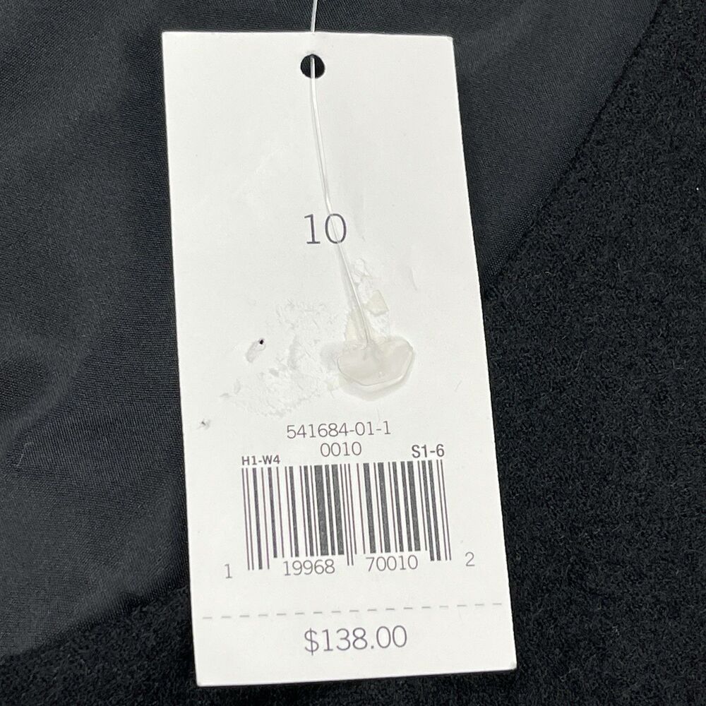 Banana Republic Little Black Wool Dress Sz 10 Embroidered Waist Lined NEW W Tags - Picture 7 of 14
